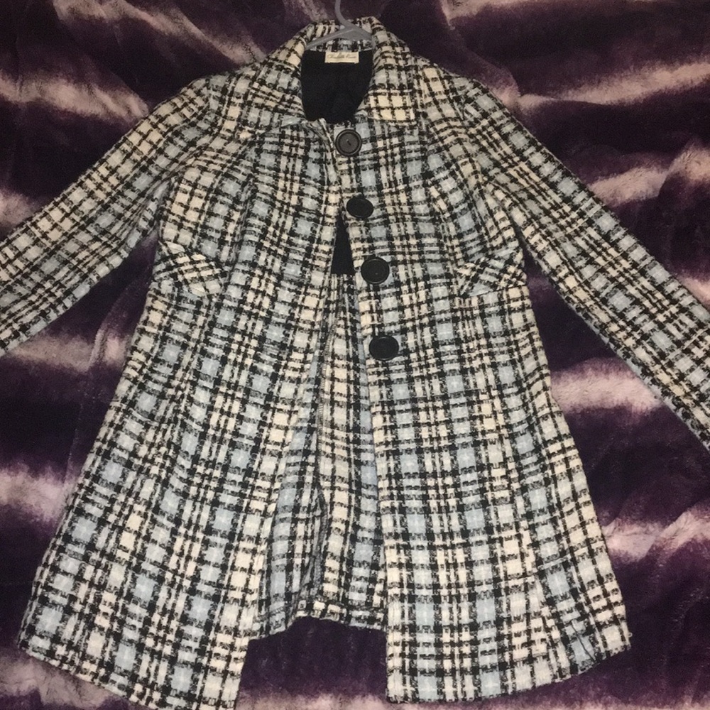 Long checkered printed coat